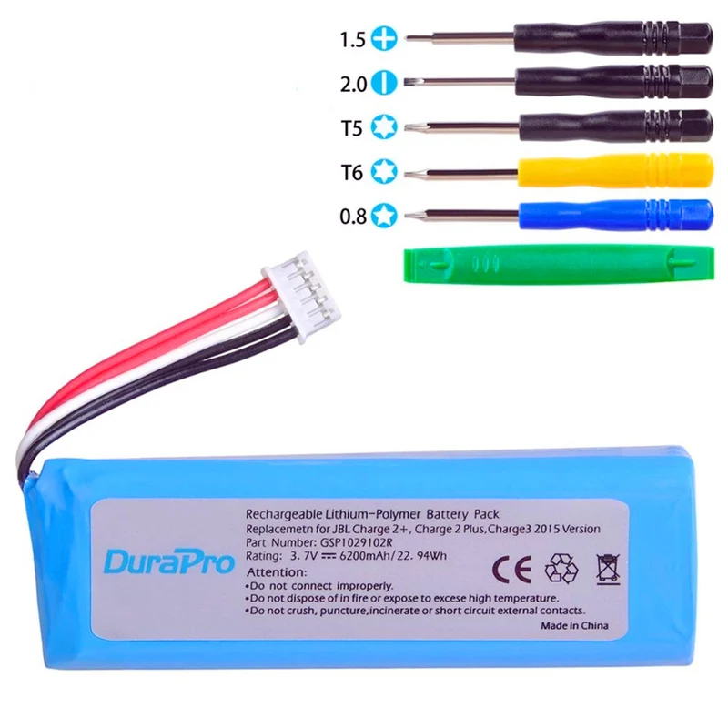 2 pieces DuraPro 6200mAh battery for charge 2 + / charge 2 plus / charge 3 (2015 version) speaker GSP1029102R