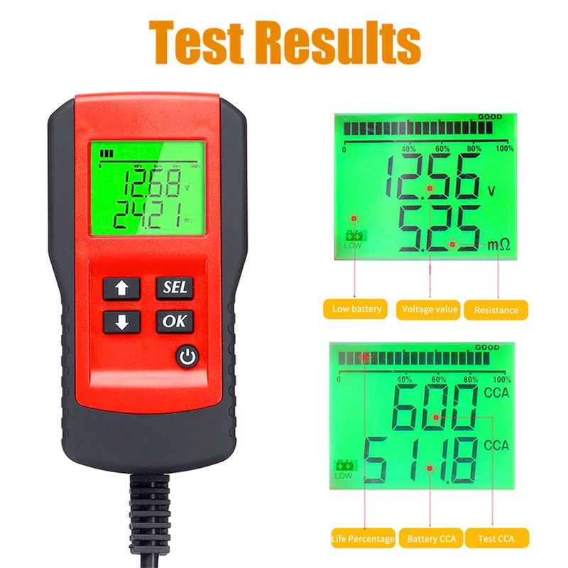 12V Vehicle Battery Digital Tester Analysis Car Diagnostic Tool for Dry Wet Lead-Acid Battery
