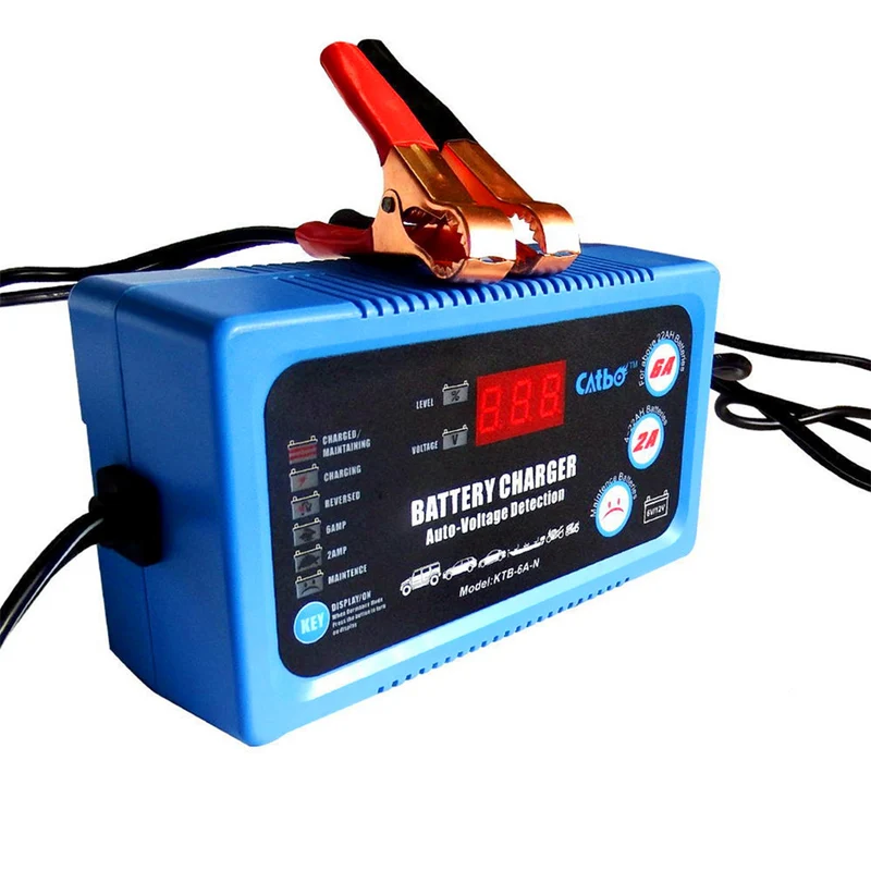 6V 12V Car Battery Charger Rechargeable Lead-Acid Smart Automatic 2A 6A With EU US Plug
