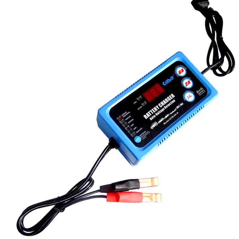 6V 12V Car Battery Charger Rechargeable Lead-Acid Smart Automatic 2A 6A With EU US Plug