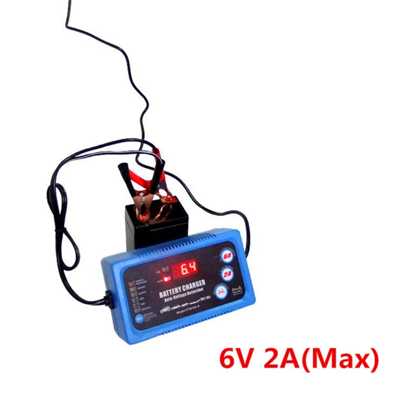 6V 12V Car Battery Charger Rechargeable Lead-Acid Smart Automatic 2A 6A With EU US Plug