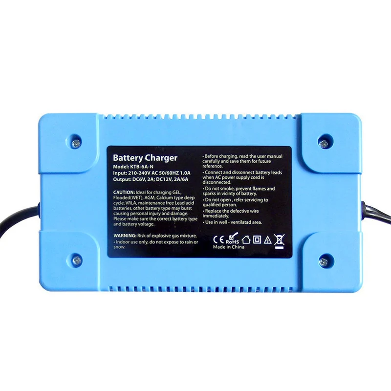 6V 12V Car Battery Charger Rechargeable Lead-Acid Smart Automatic 2A 6A With EU US Plug