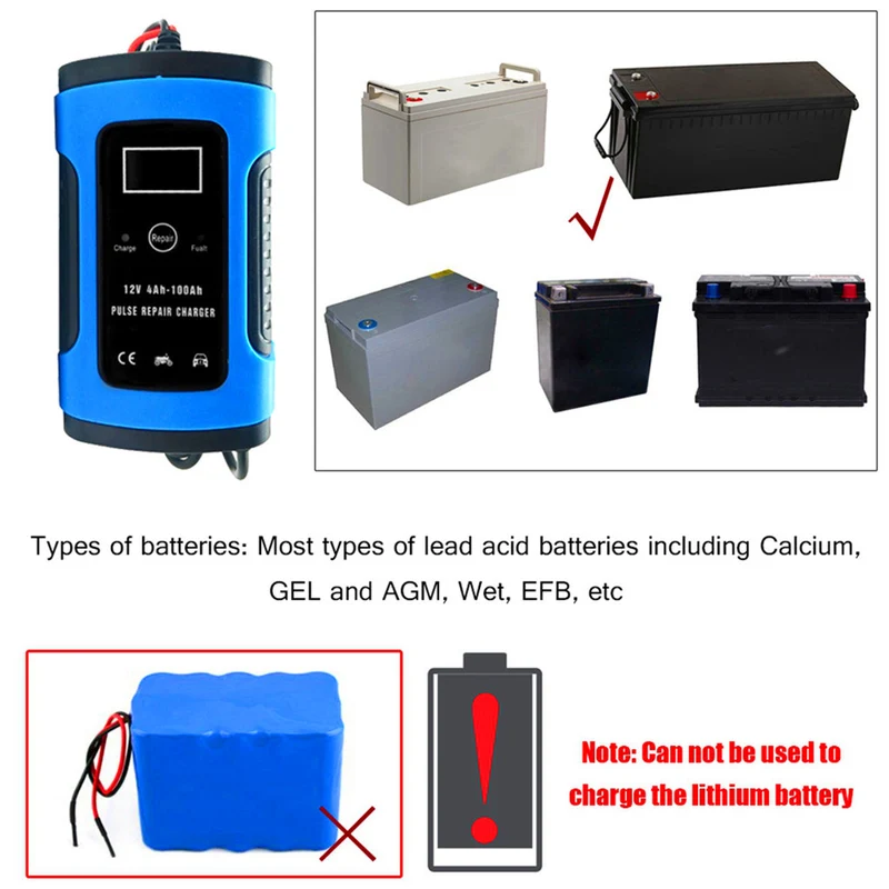 12V 6A Battery Charger Automatic Supervisor Smart Lead Acid Power Charging Adapter For Automotive Truck Car