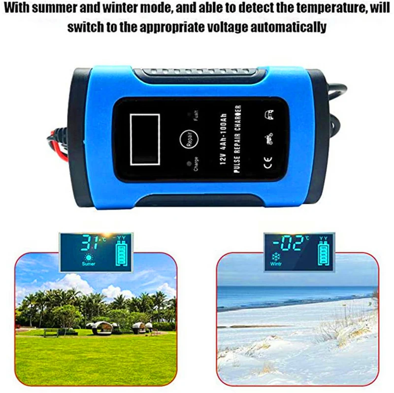 12V 6A Battery Charger Automatic Supervisor Smart Lead Acid Power Charging Adapter For Automotive Truck Car
