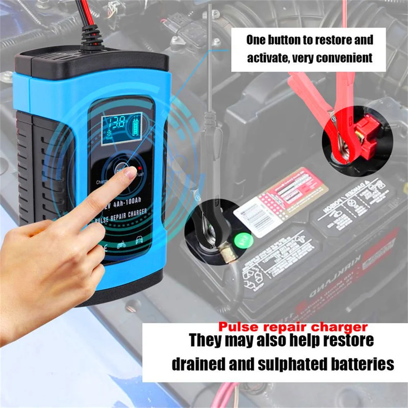 12V 6A Battery Charger Automatic Supervisor Smart Lead Acid Power Charging Adapter For Automotive Truck Car
