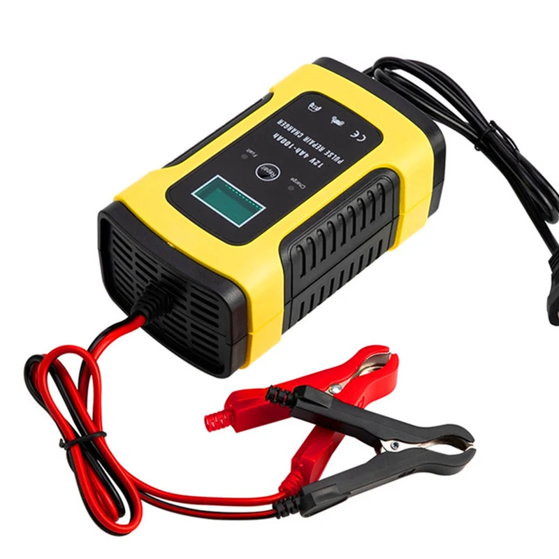 12V 6A Intelligent Car Motorcycle Battery Charger For Lead Acid AGM Gel VRLA Charging 6A Digital LCD Display