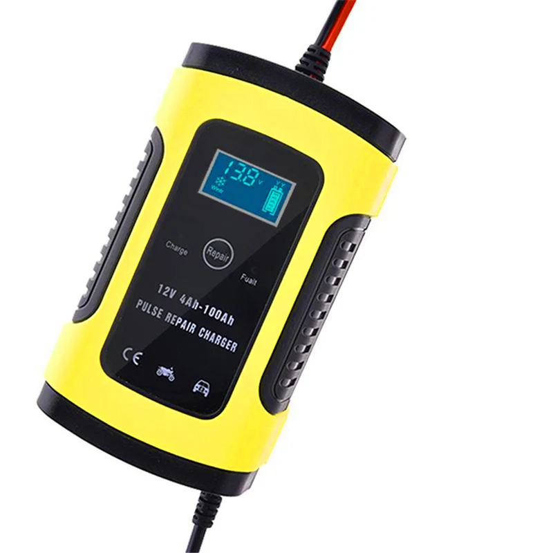 12V 6A Intelligent Car Motorcycle Battery Charger For Lead Acid AGM Gel VRLA Charging 6A Digital LCD Display