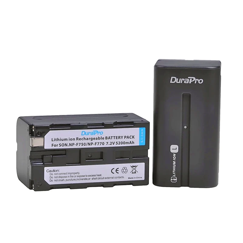 2PC 5200mAH NP-F750 NP-F770 Li-Ion camera battery + LCD USB dual charger for NP F970 f960 F550