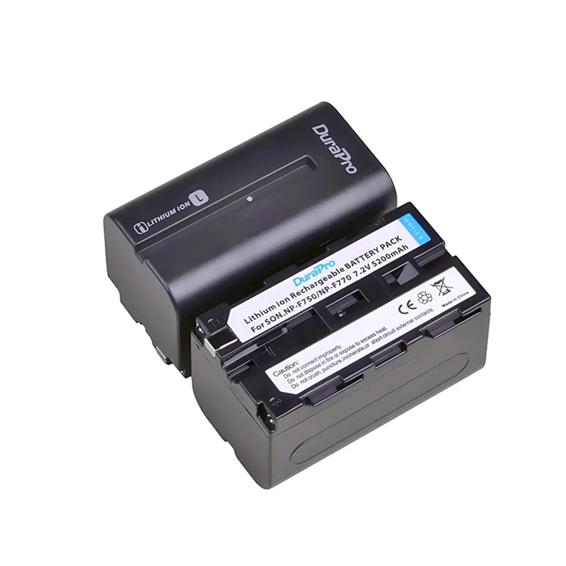 2PC 5200mAH NP-F750 NP-F770 Li-Ion camera battery + LCD USB dual charger for NP F970 f960 F550