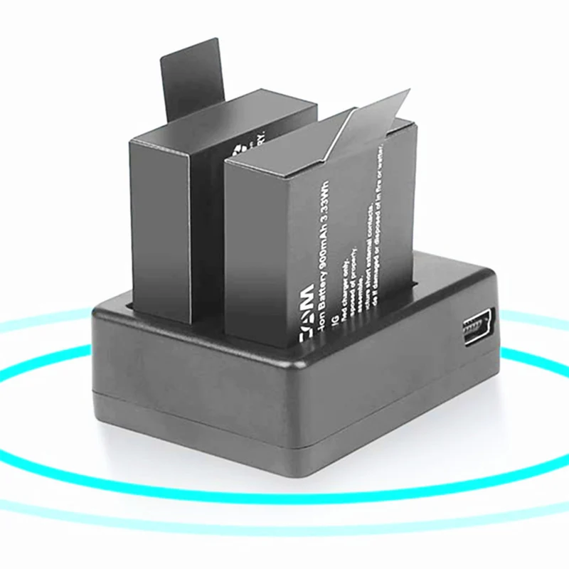 2 pieces SHOOT Dual Port Battery Charger with 2pcs 900mAh Battery for M10 Sj4000 Sj5000 Sj 5000 Action Camera
