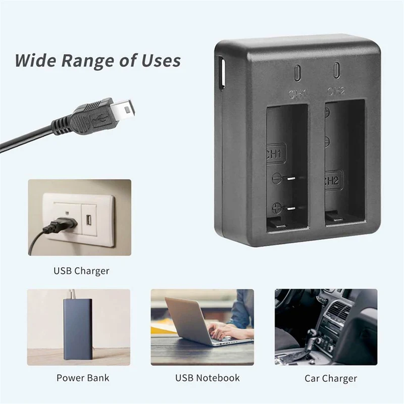 2 pieces SHOOT Dual Port Battery Charger with 2pcs 900mAh Battery for M10 Sj4000 Sj5000 Sj 5000 Action Camera