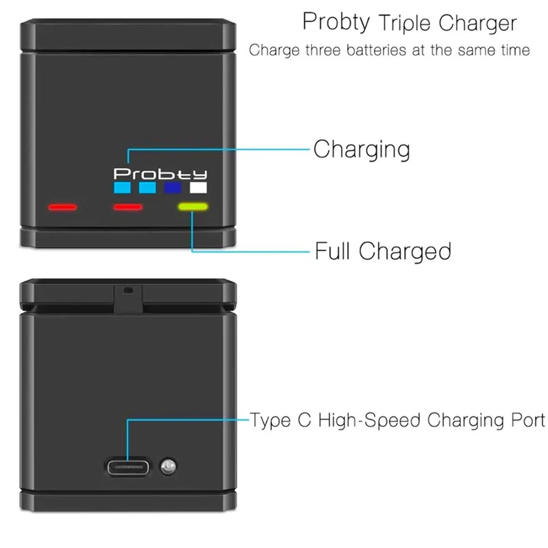 Black camera battery Original-Probty for GoPro Hero 7 Hero 6 Hero 5 Black Battery or Triple Charger