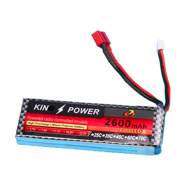 7.4V 2600mAh Lipo Battery T Plug for WLtoys 1/14 144001 RC Car Upgrade