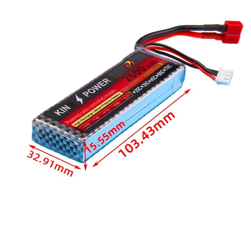 7.4V 2600mAh Lipo Battery T Plug for WLtoys 1/14 144001 RC Car Upgrade