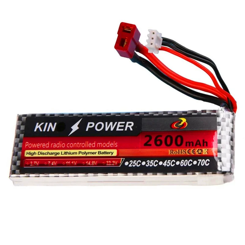 7.4V 2600mAh Lipo Battery T Plug for WLtoys 1/14 144001 RC Car Upgrade