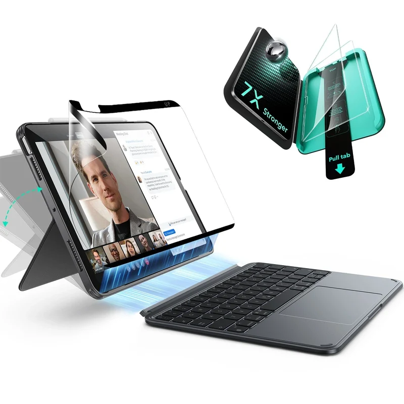 iPad Air 13" (M4) 2026 Shift Keyboard Case (Detachable) Protection Paper-Feel Bundle -US Layout-Dark Gray