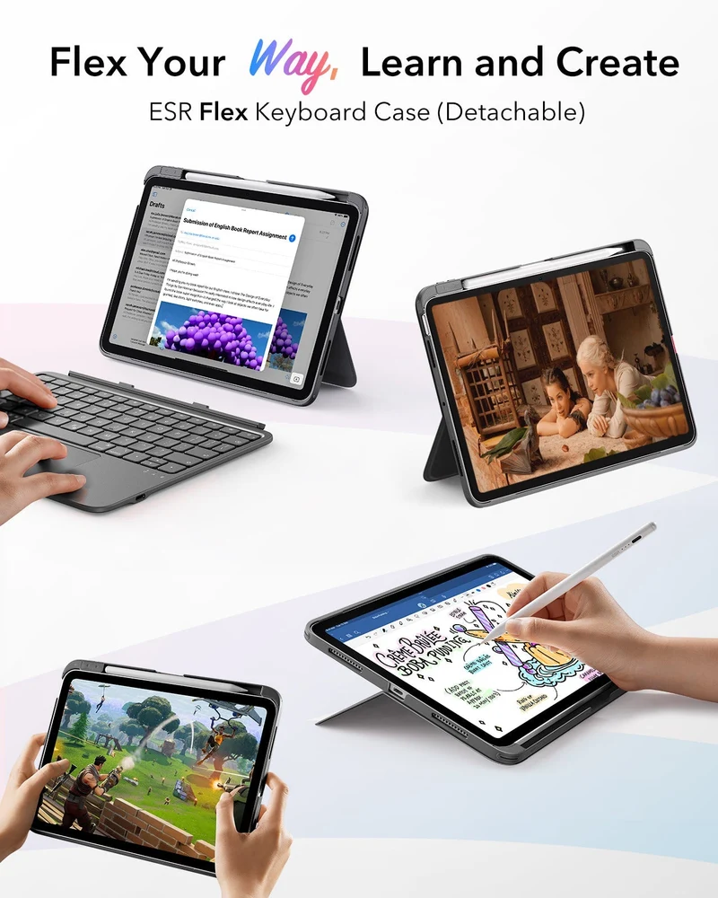 iPad Air 11" (M4) 2026 Flex Keyboard Case (Detachable)- US Layout-Dark Gray