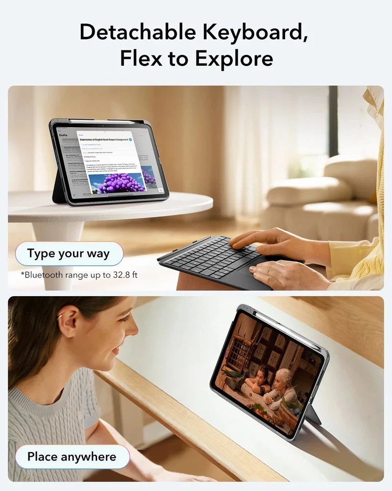 iPad Air 11" (M4) 2026 Flex Keyboard Case (Detachable)- US Layout-Dark Gray