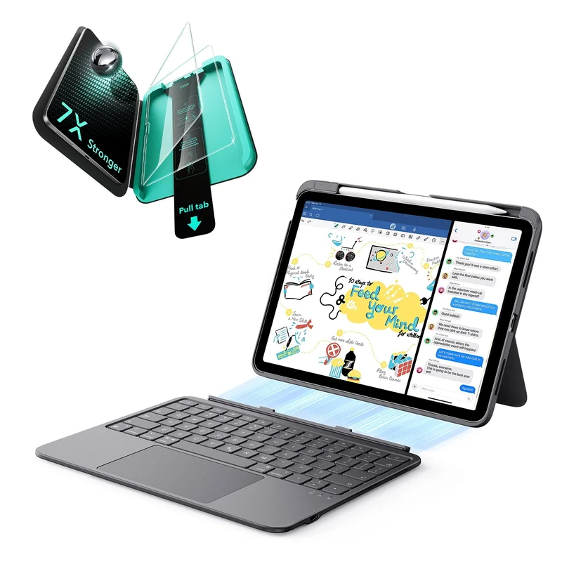 iPad Air 11” (M4) 2026 Flex Keyboard Case (Detachable) Protection Bundle- US Layout-Dark Gray