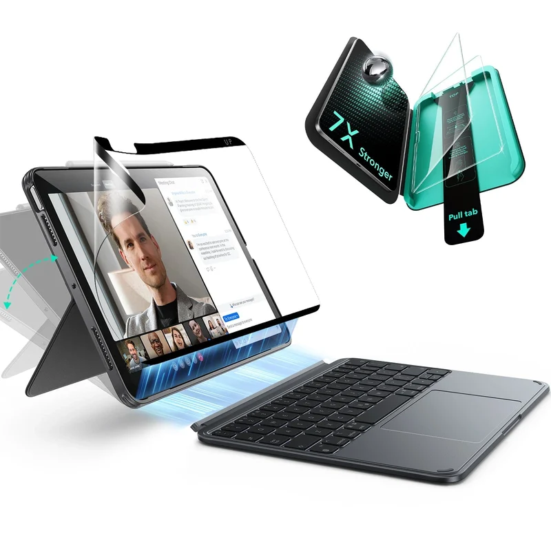 iPad Air 11" (M4) 2026 Shift Keyboard Case (Detachable) Protection Paper-Feel Bundle -US Layout-Dark Gray