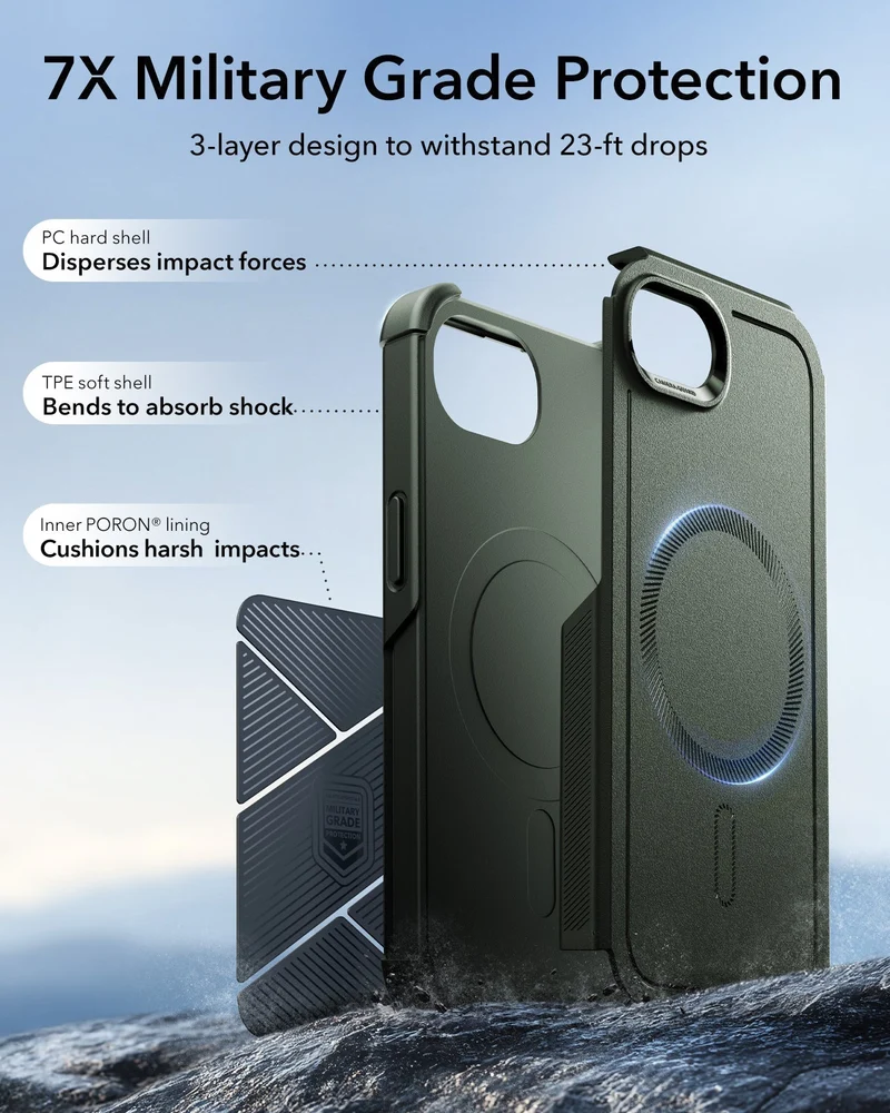 iPhone 17e Bundle Cyber Tough Magnetic Case & Armorite® Privacy Screen Protector - Olive Green