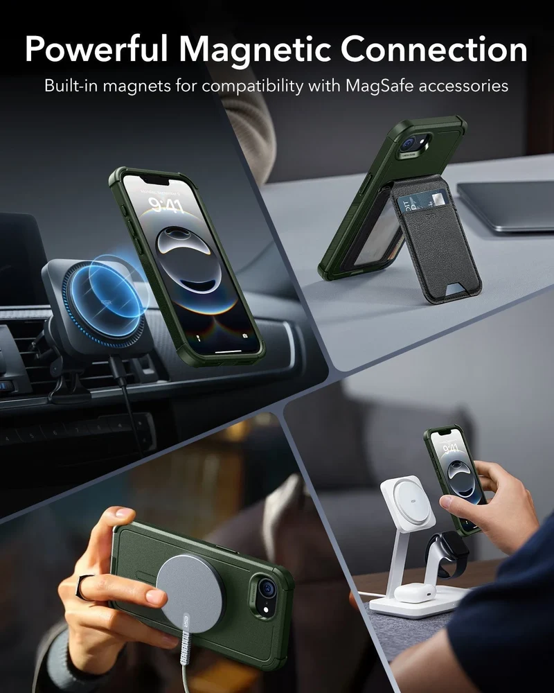 iPhone 17e Bundle Cyber Tough Magnetic Case & Armorite® Privacy Screen Protector - Olive Green