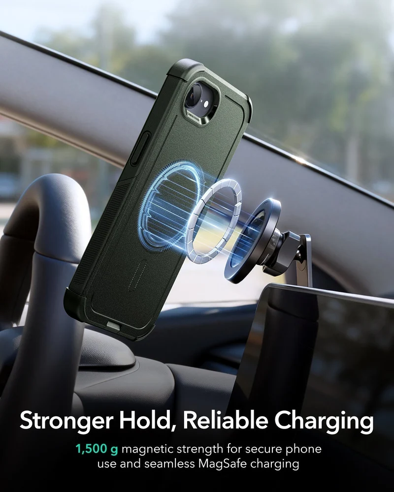 iPhone 17e Bundle Cyber Tough Magnetic Case & Armorite® Privacy Screen Protector - Olive Green