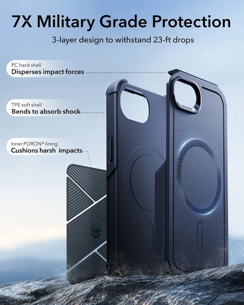 iPhone 17e Bundle Cyber Tough Magnetic Case & Armorite® Screen Protector - Navy Blue