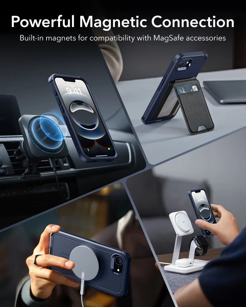 iPhone 17e Bundle Cyber Tough Magnetic Case & Armorite® Screen Protector - Navy Blue
