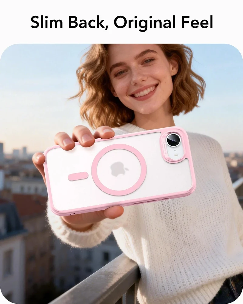 iPhone 17e Bundle Classic Hybrid Magnetic Case & Armorite® Privacy Screen Protector - Frosted Bubblegum Pink