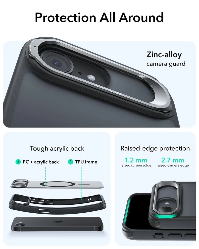 iPhone 17e Classic Hybrid Magnetic Case (Stash Stand) - Frosted Black
