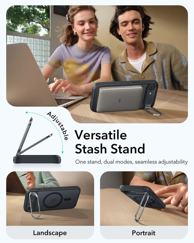 iPhone 17e Classic Hybrid Magnetic Case (Stash Stand) - Frosted Black