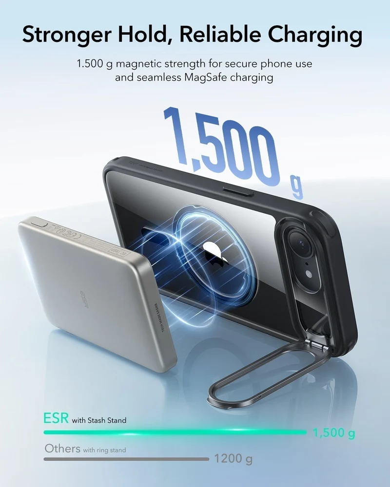 iPhone 17e Bundle Classic Hybrid Magnetic Case (Stash Stand) and Armorite® Screen Protector - Clear Black