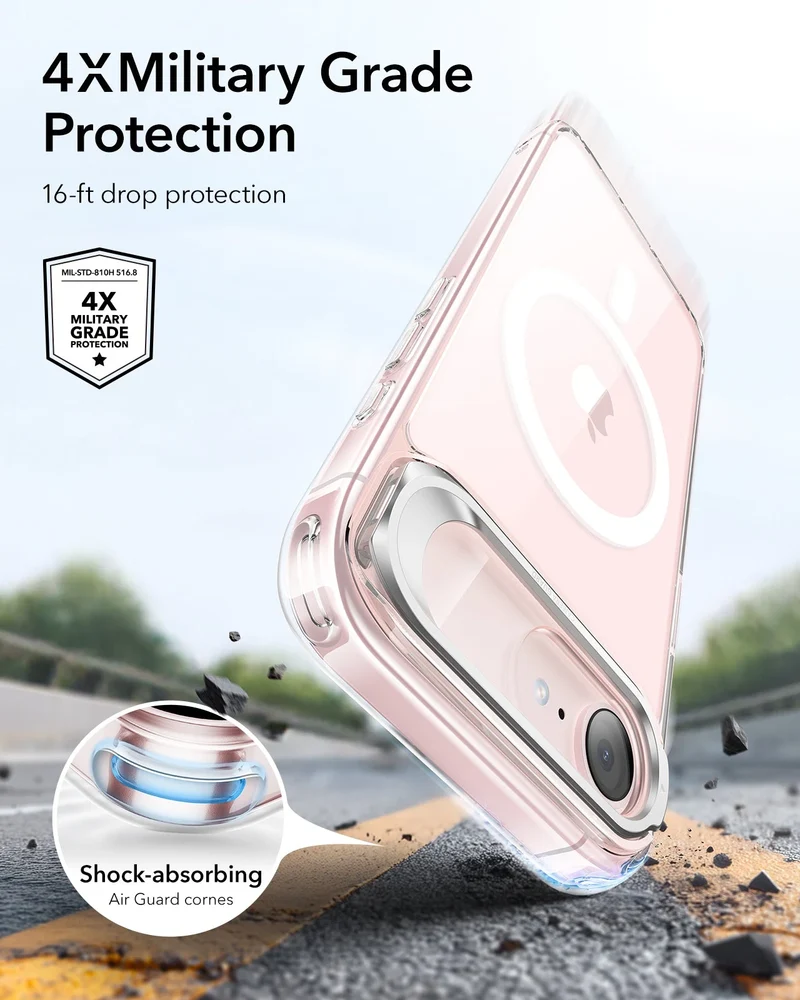iPhone 17e Bundle Classic Hybrid Magnetic Case (Stash Stand) & Armorite® Privacy Screen Protector - Clear