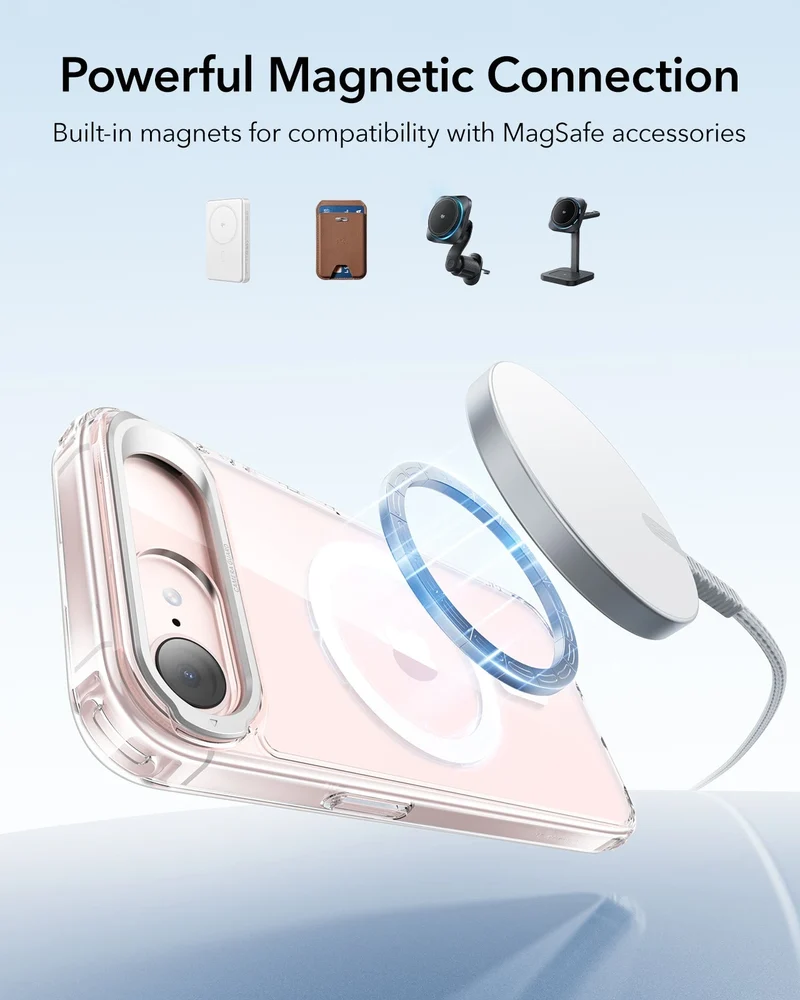 iPhone 17e Bundle Classic Hybrid Magnetic Case (Stash Stand) & Armorite® Privacy Screen Protector - Clear