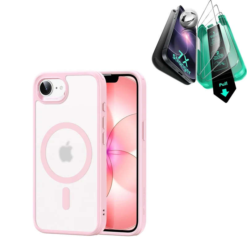 iPhone 17e Bundle Classic Hybrid Magnetic Case & Armorite® Screen Protector - Frosted Bubblegum Pink