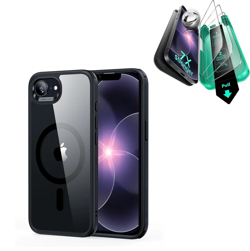 iPhone 17e Bundle Classic Hybrid Magnetic Case & Armorite® Screen Protector - Clear Black