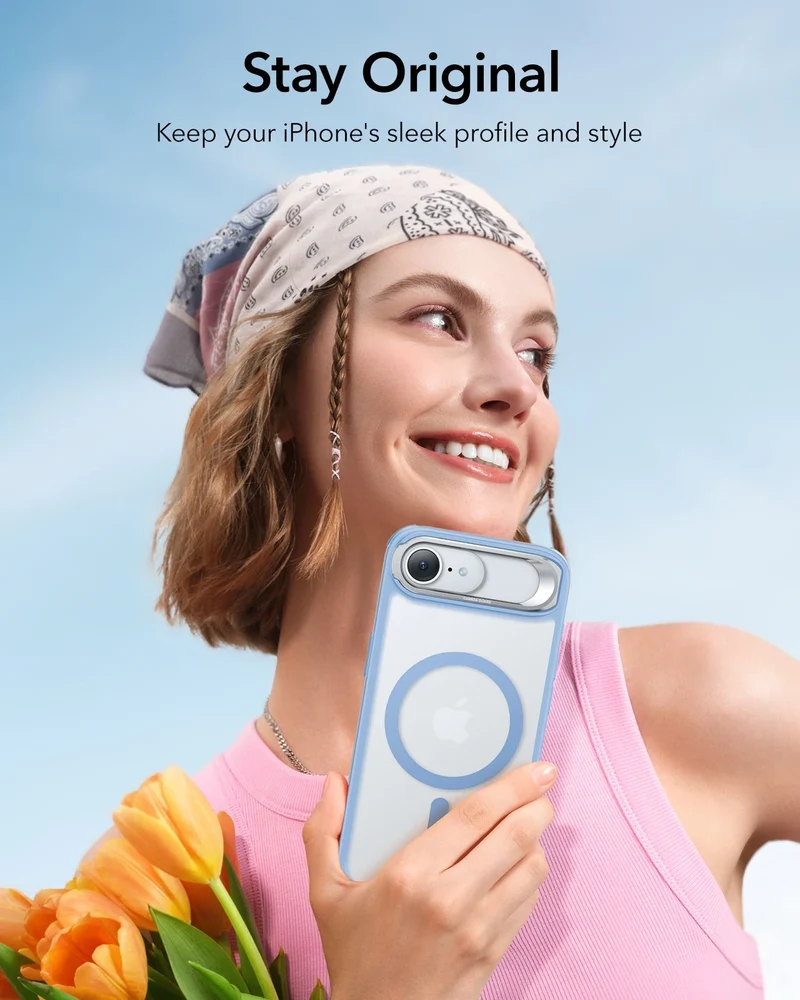 iPhone 17e Classic Hybrid Magnetic Case (Stash Stand) - Frosted Light Blue