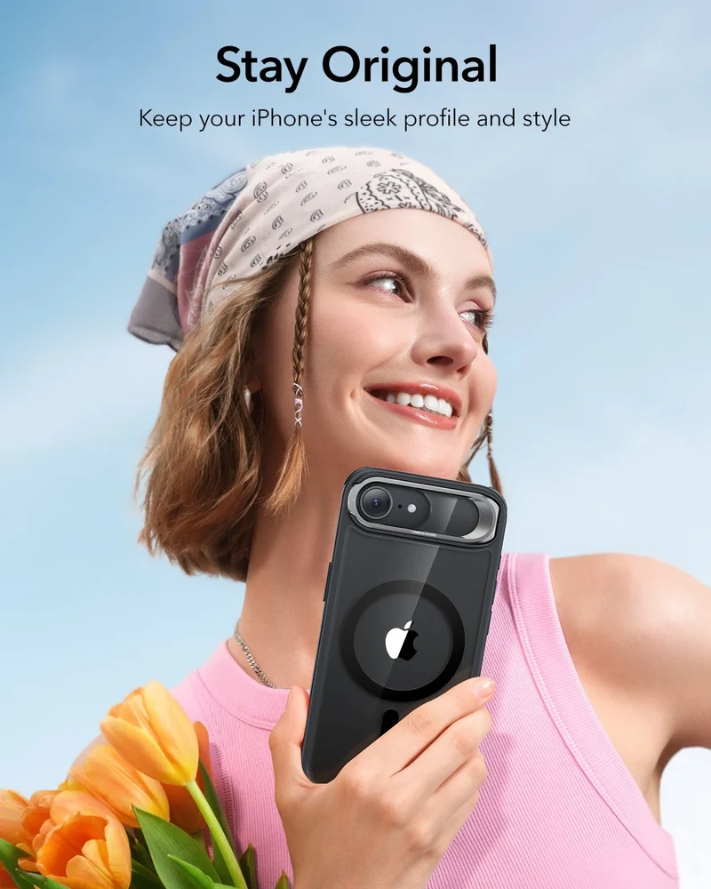 iPhone 17e Classic Hybrid Magnetic Case (Stash Stand) - Clear Black