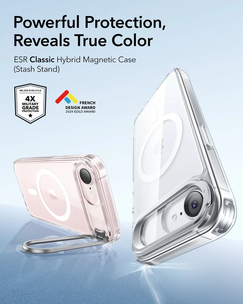 iPhone 17e Classic Hybrid Magnetic Case (Stash Stand) - Clear