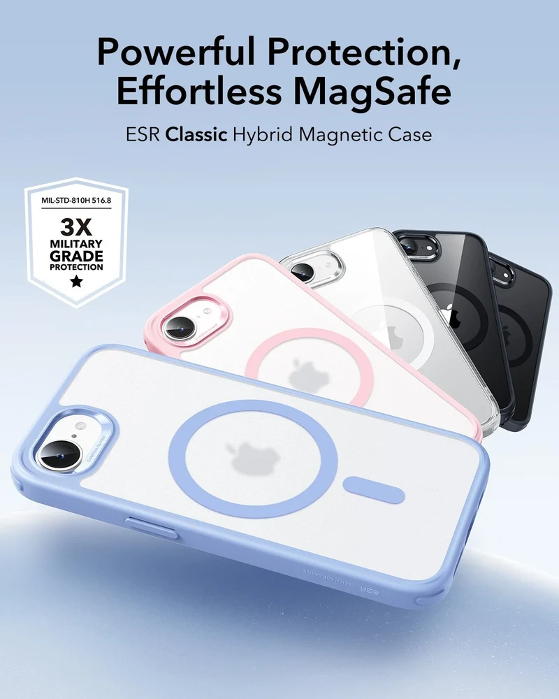 iPhone 17e Classic Hybrid Magnetic Case - Frosted Bubblegum Pink