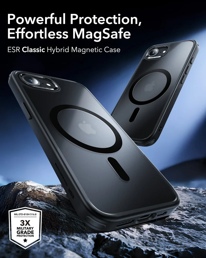 iPhone 17e Classic Hybrid Magnetic Case - Frosted Black