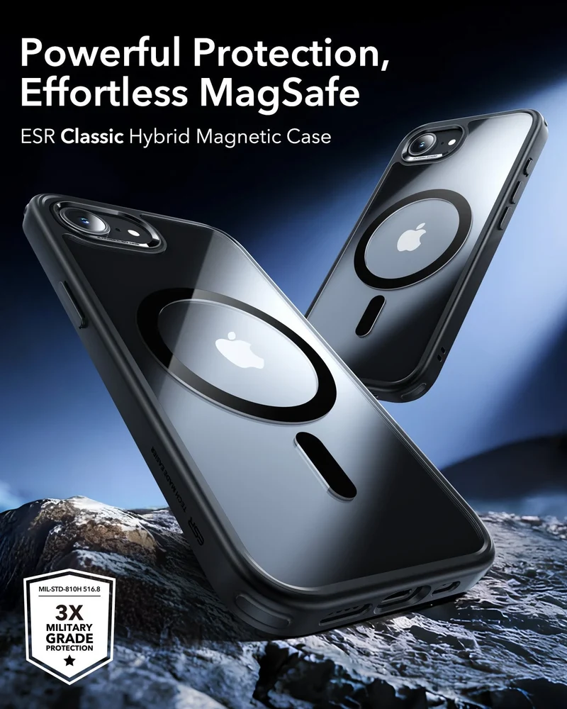 iPhone 17e Classic Hybrid Magnetic Case - Clear Black