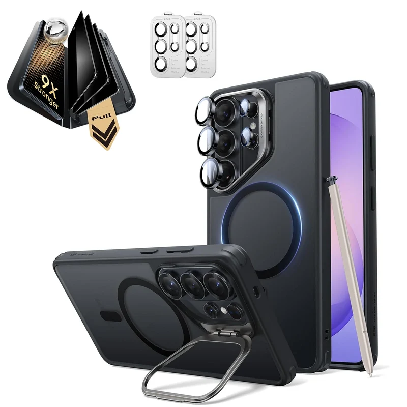 Galaxy S26 Ultra Bundle Classic Hybrid Magnetic Case (Stash Stand) and Armorite® Pro Privacy Screen Protector - Frosted Black