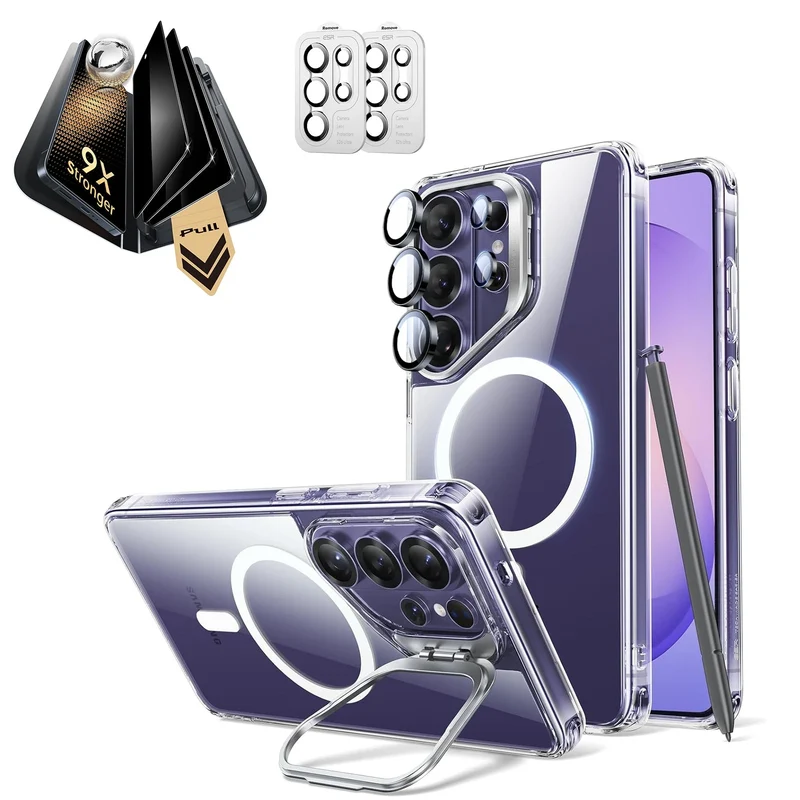 Galaxy S26 Ultra Bundle Classic Hybrid Magnetic Case (Stash Stand) and Armorite® Pro Privacy Screen Protector - Clear