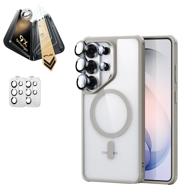 Galaxy S26 Ultra Bundle Classic Hybrid Magnetic Case and Armorite® Pro Screen Protector - Clear Grey
