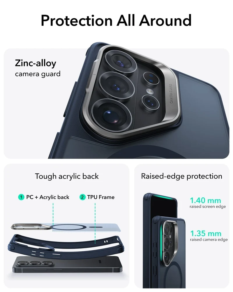 Galaxy S26 Ultra Bundle Classic Hybrid Magnetic Case (Stash Stand) and Armorite® Privacy Screen Protector - Frosted Blue