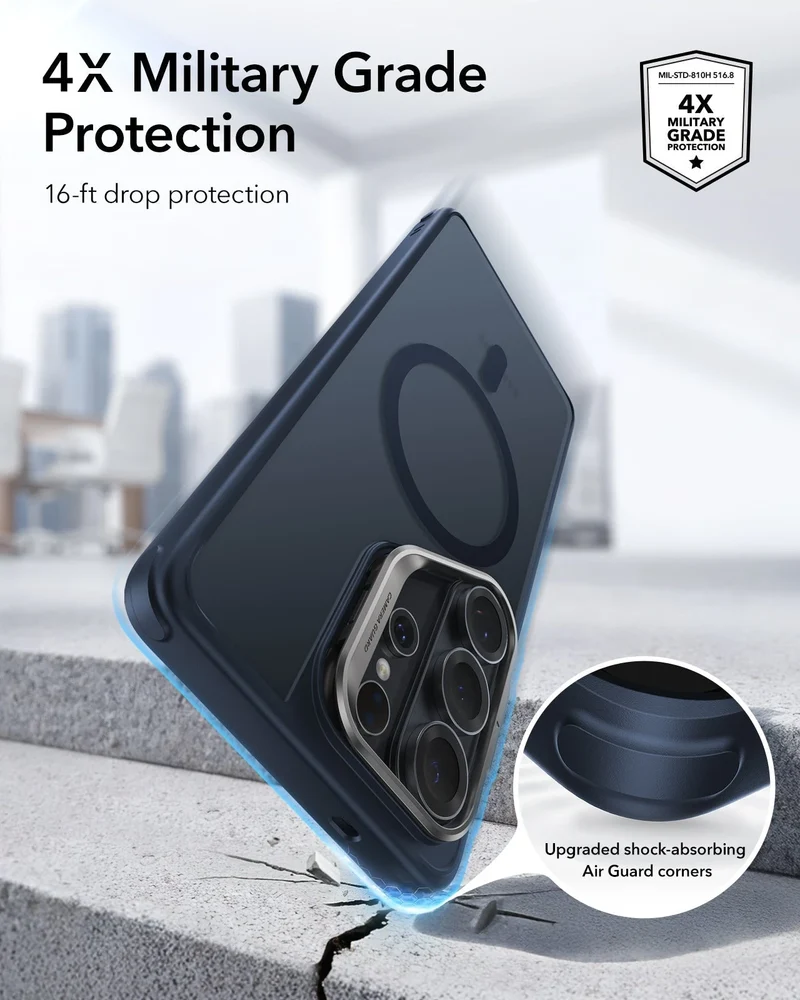 Galaxy S26 Ultra Bundle Classic Hybrid Magnetic Case (Stash Stand) and Armorite® Privacy Screen Protector - Frosted Blue