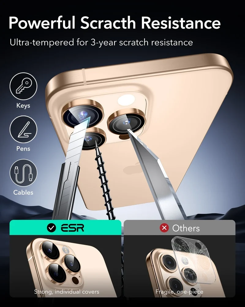 iPhone 16 Pro Max/Pro Armorite Camera Lens Protectors - Desert Titanium