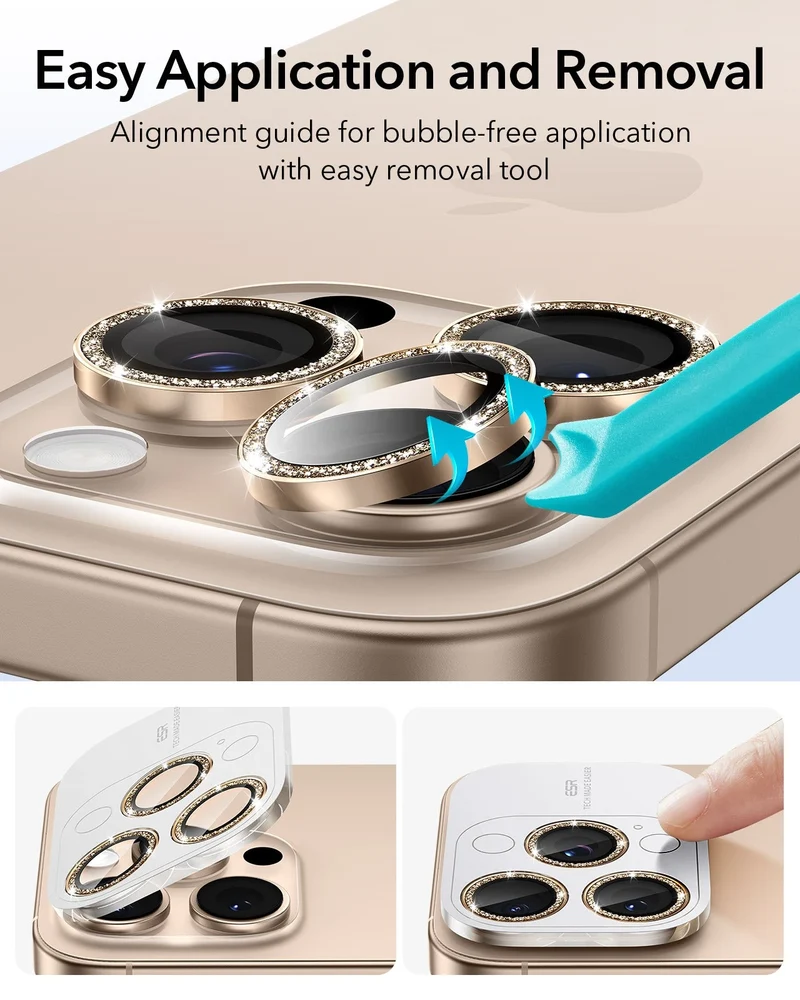 iPhone 16 Pro Max/Pro Armorite Camera Lens Protectors - Desert Titanium Shimmer